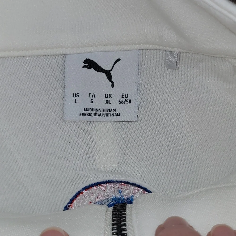 Mens Puma Cloudspun Off-White Quarter Zip-Up Pullover size Lg - Picture 6 of 7